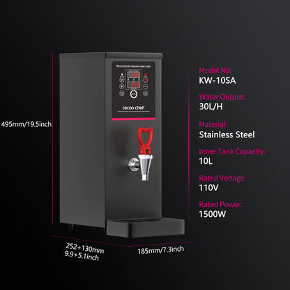 Water Boiler Eletric Commercial Hot Water Dispenser Countertop with Filter Black Automatic 15L 1500W Fast Heating for Restaurant, Home, Office