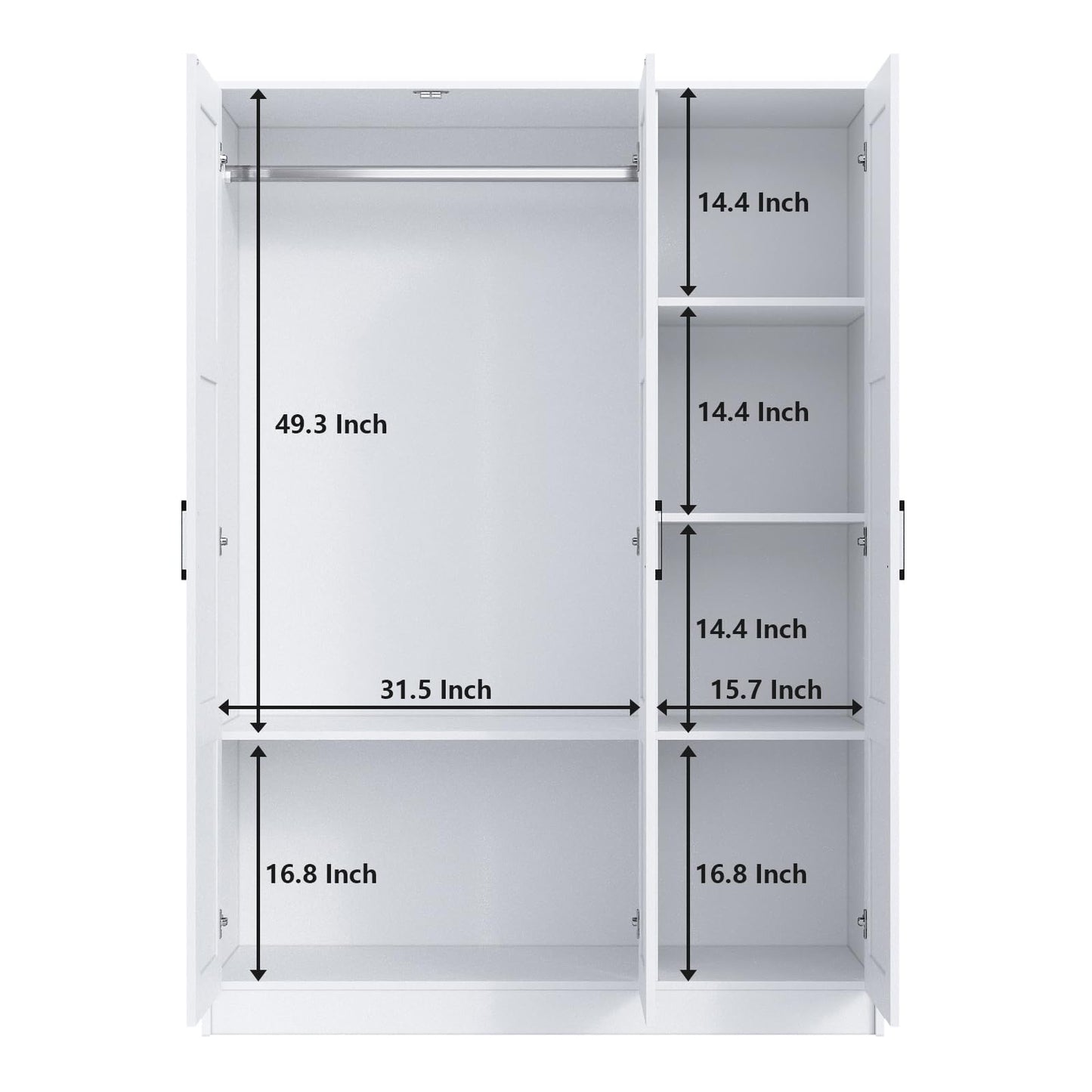 Fenghua Lizhi 3 Doors Wooden Wardrobe Closet Armoire, White Storage Cabinet for Hanging Clothes, Bedroom Large Capacity Freestanding Armoire,Wood Wardrobe Combination with Shelves (2drawer, White)