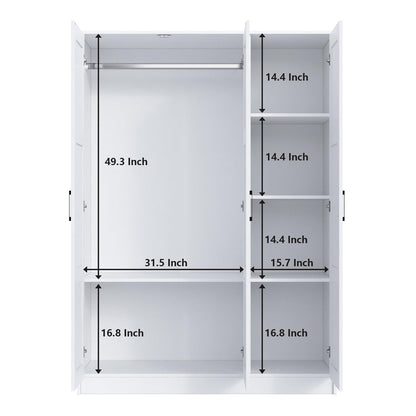 Fenghua Lizhi 3 Doors Wooden Wardrobe Closet Armoire, White Storage Cabinet for Hanging Clothes, Bedroom Large Capacity Freestanding Armoire,Wood Wardrobe Combination with Shelves (2drawer, White)