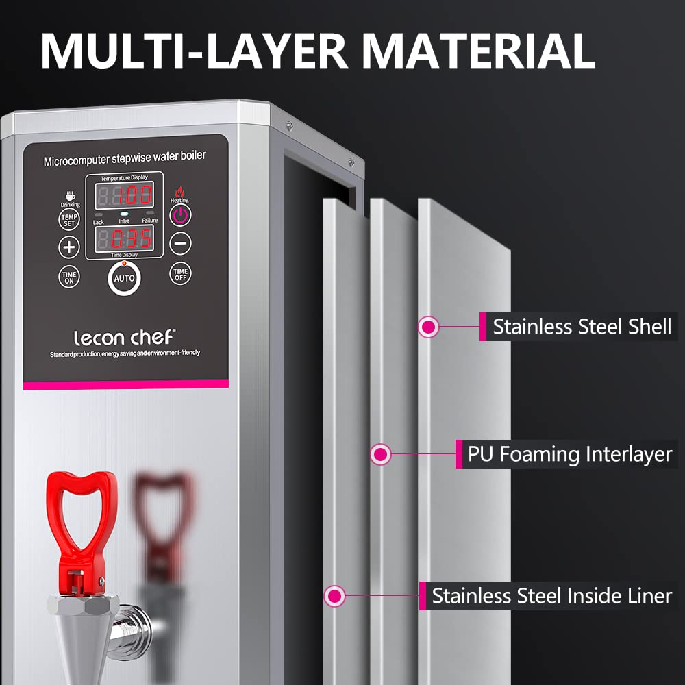 Water Boiler Eletric Commercial Hot Water Dispenser Countertop with Filter Black Automatic 15L 1500W Fast Heating for Restaurant, Home, Office