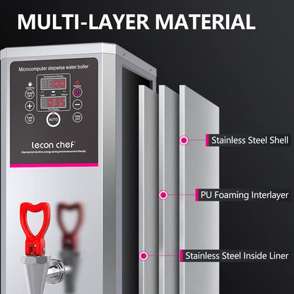 Water Boiler Eletric Commercial Hot Water Dispenser Countertop with Filter Black Automatic 15L 1500W Fast Heating for Restaurant, Home, Office