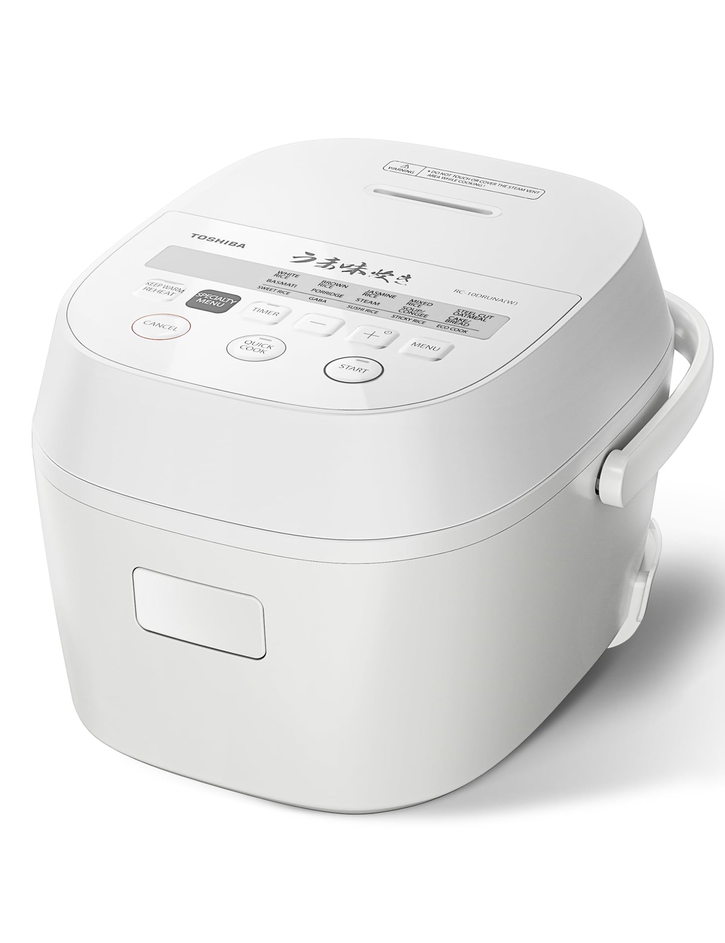Toshiba Rice Cooker 6 Cup Uncooked – Japanese Rice Cooker with Fuzzy Logic Technology, 7 Cooking Functions, Digital Display, 2 Delay Timers and Auto Keep Warm, Non-Stick Inner Pot, White