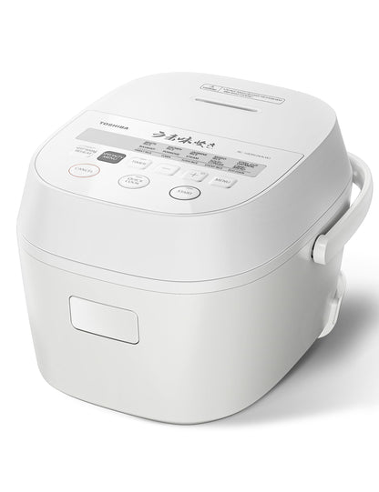 Toshiba Rice Cooker 6 Cup Uncooked – Japanese Rice Cooker with Fuzzy Logic Technology, 7 Cooking Functions, Digital Display, 2 Delay Timers and Auto Keep Warm, Non-Stick Inner Pot, White