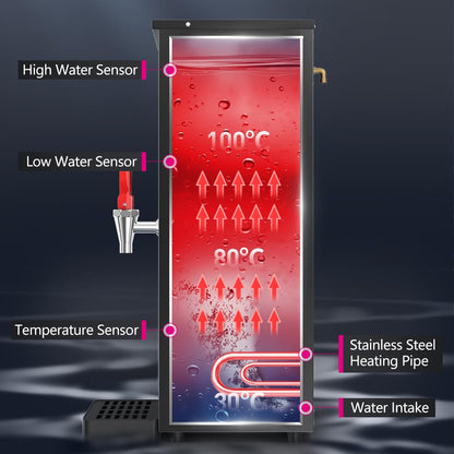 Water Boiler Eletric Commercial Hot Water Dispenser Countertop with Filter Black Automatic 15L 1500W Fast Heating for Restaurant, Home, Office