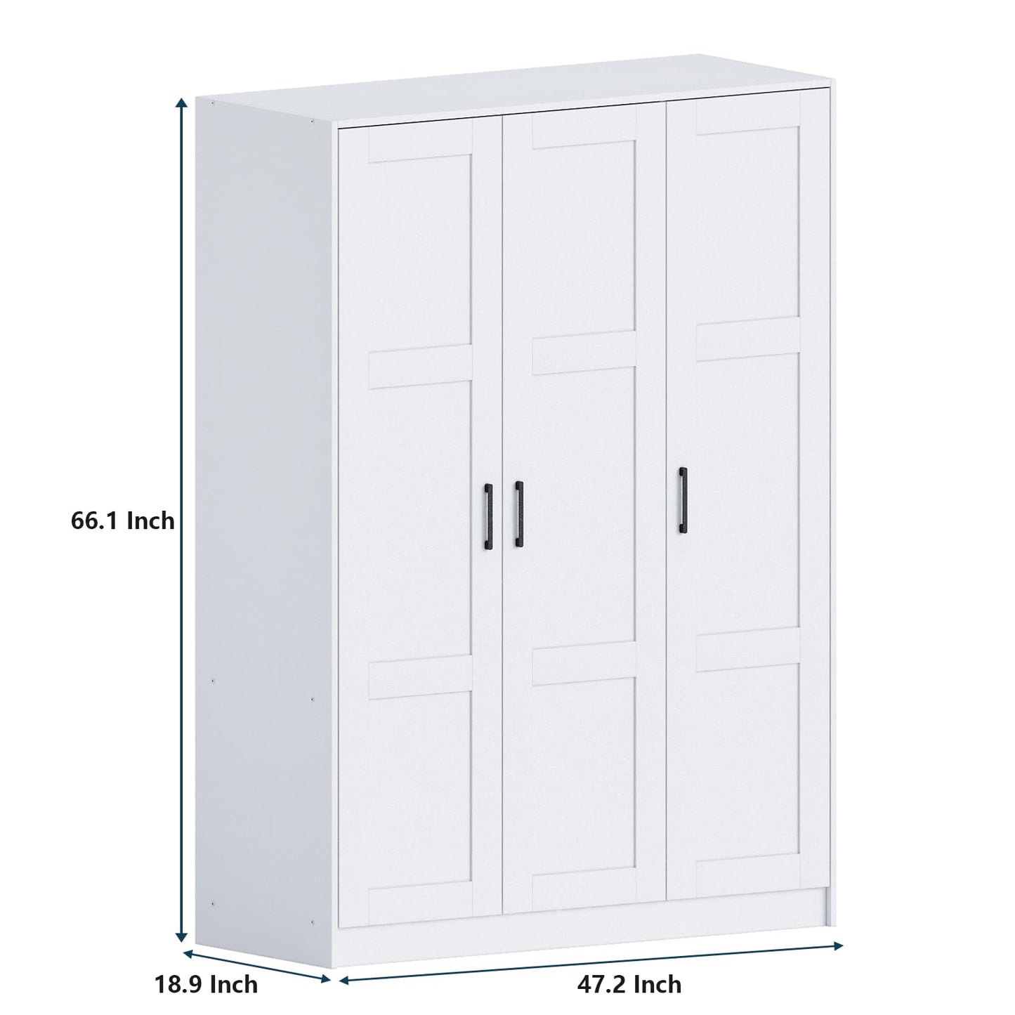 Fenghua Lizhi 3 Doors Wooden Wardrobe Closet Armoire, White Storage Cabinet for Hanging Clothes, Bedroom Large Capacity Freestanding Armoire,Wood Wardrobe Combination with Shelves (2drawer, White)