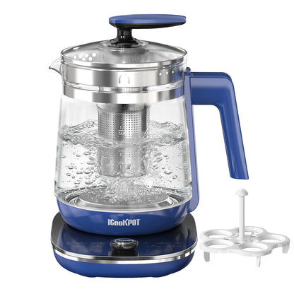 1200w Electric Kettle, 1.5L Borosilicate Glass tea kettle, Hot water kettle electric for Coffee or Tea, BPA Free, Auto Shut-Off, Stainless Steel, Fast Boil, Black
