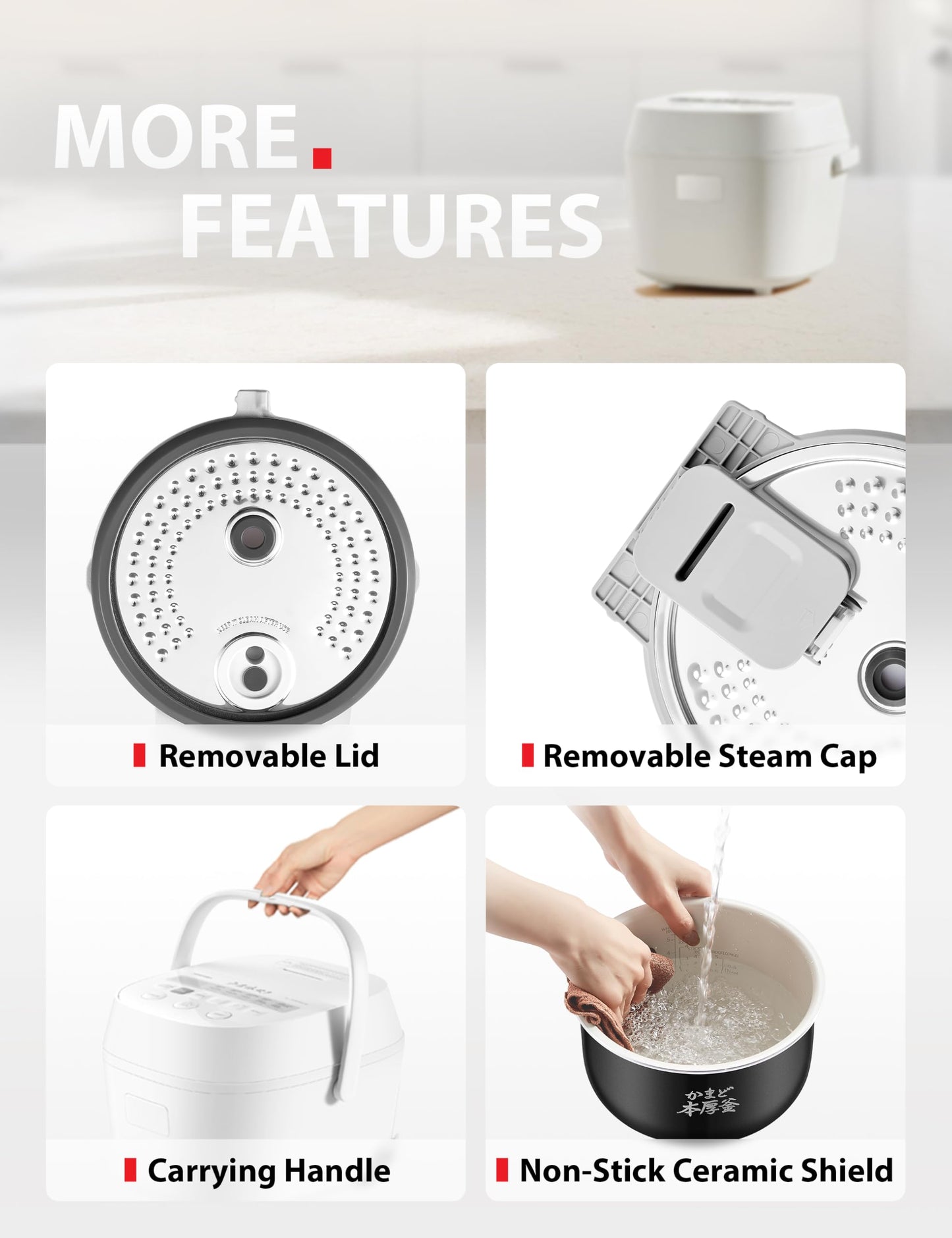 Toshiba Rice Cooker 6 Cup Uncooked – Japanese Rice Cooker with Fuzzy Logic Technology, 7 Cooking Functions, Digital Display, 2 Delay Timers and Auto Keep Warm, Non-Stick Inner Pot, White
