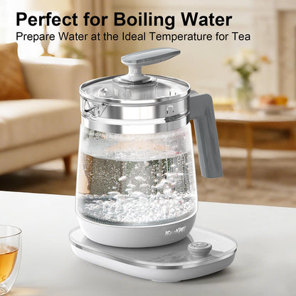 1200w Electric Kettle, 1.5L Borosilicate Glass tea kettle, Hot water kettle electric for Coffee or Tea, BPA Free, Auto Shut-Off, Stainless Steel, Fast Boil, Black
