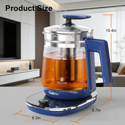 1200w Electric Kettle, 1.5L Borosilicate Glass tea kettle, Hot water kettle electric for Coffee or Tea, BPA Free, Auto Shut-Off, Stainless Steel, Fast Boil, Black