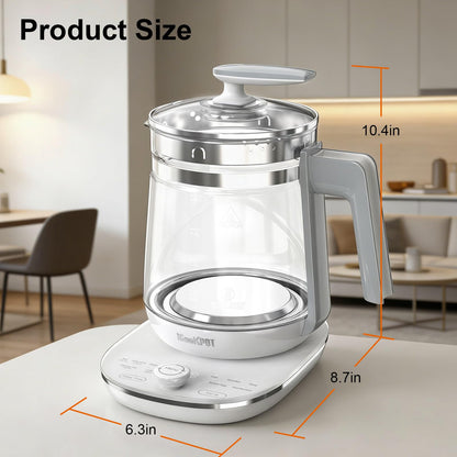 1200w Electric Kettle, 1.5L Borosilicate Glass tea kettle, Hot water kettle electric for Coffee or Tea, BPA Free, Auto Shut-Off, Stainless Steel, Fast Boil, Black