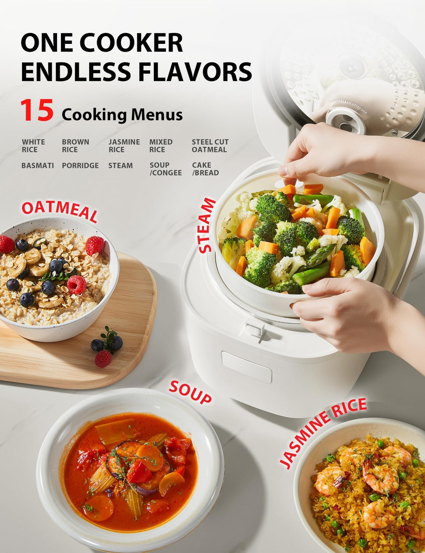 Toshiba Rice Cooker 6 Cup Uncooked – Japanese Rice Cooker with Fuzzy Logic Technology, 7 Cooking Functions, Digital Display, 2 Delay Timers and Auto Keep Warm, Non-Stick Inner Pot, White