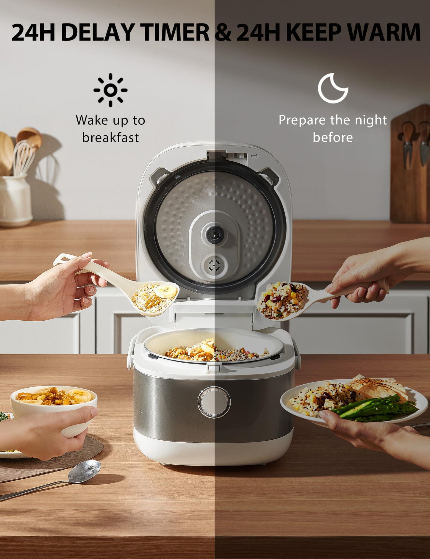 Toshiba Rice Cooker 6 Cup Uncooked – Japanese Rice Cooker with Fuzzy Logic Technology, 7 Cooking Functions, Digital Display, 2 Delay Timers and Auto Keep Warm, Non-Stick Inner Pot, White