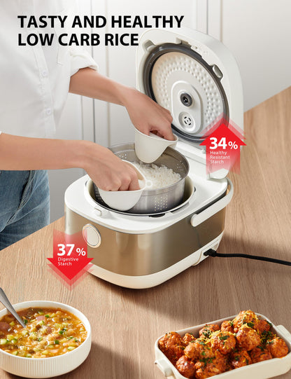 Toshiba Rice Cooker 6 Cup Uncooked – Japanese Rice Cooker with Fuzzy Logic Technology, 7 Cooking Functions, Digital Display, 2 Delay Timers and Auto Keep Warm, Non-Stick Inner Pot, White